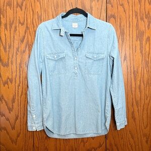 J.Crew Women’s Chambray Denim Shirt Small Popover Utility Button Front